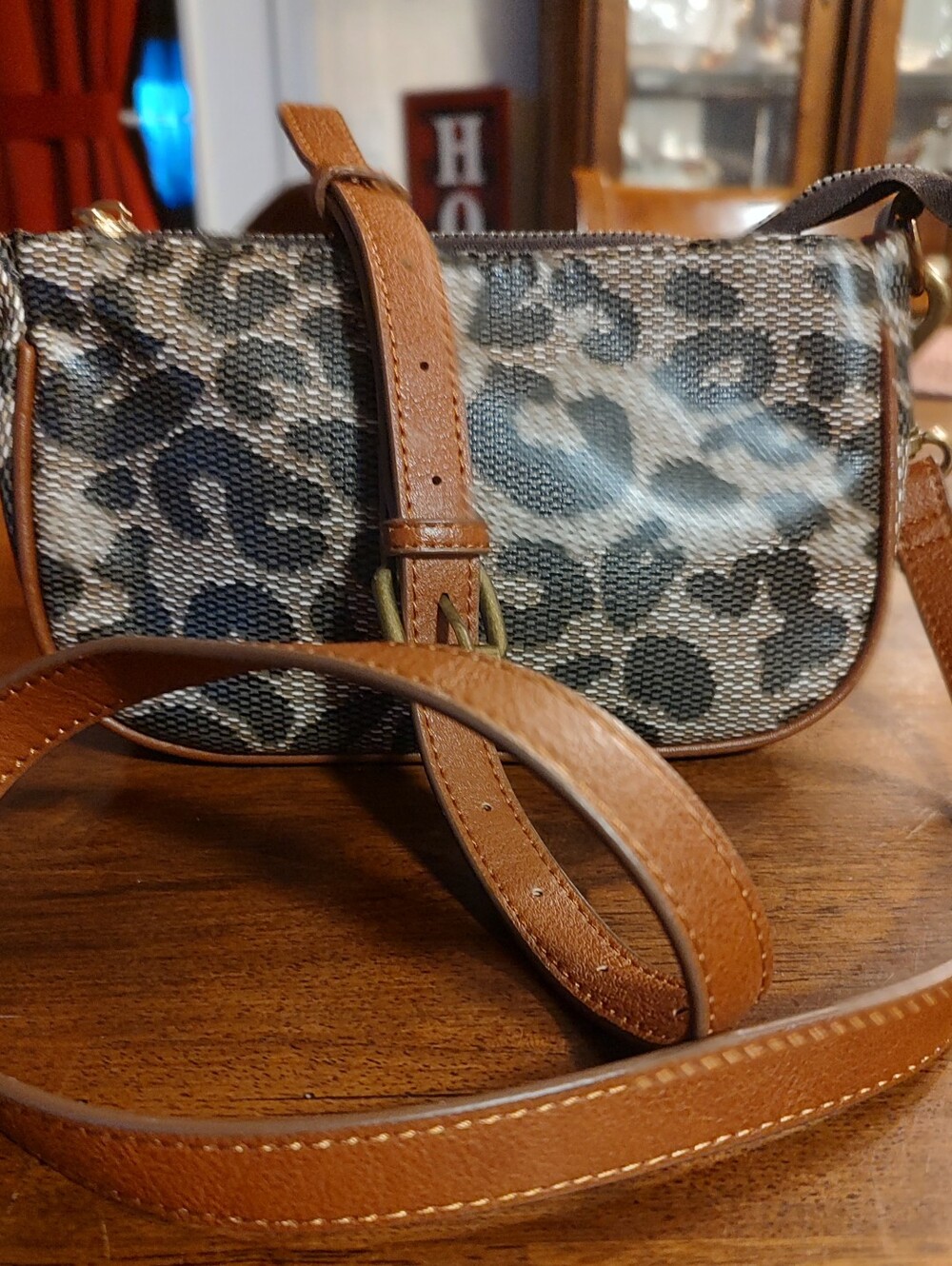Brown Leopard-Print Crossbody Bag